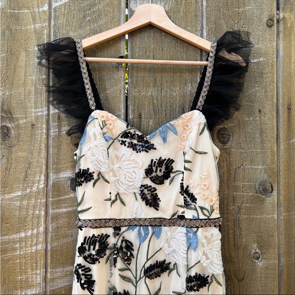 Cream Showstopper Embroidered Sequin Bodycon Maxi Dress 🌿 - Picture 4 of 10